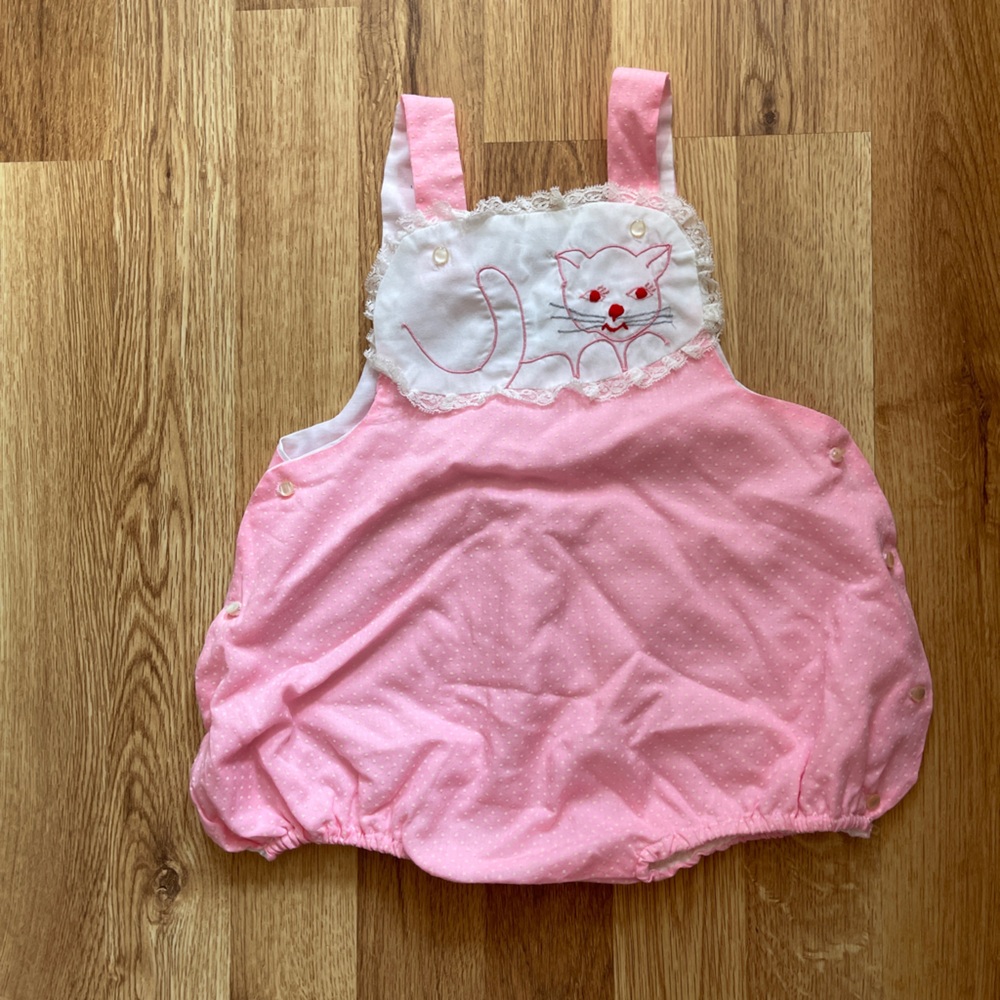 Vintage Pink Cat Baby Romper
